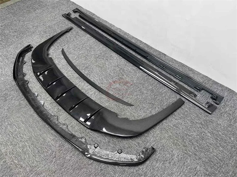 For  Flying Spur 2020-2024 Upgrade W12 Style Dry Carbon Fiber Front Lip Side Skirts Rear Diffuser Rear Spoiler Body Kit